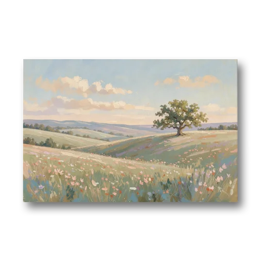Large Canvas Prints Lone Oak on Spring Hills - Canvas Wall Art - Front