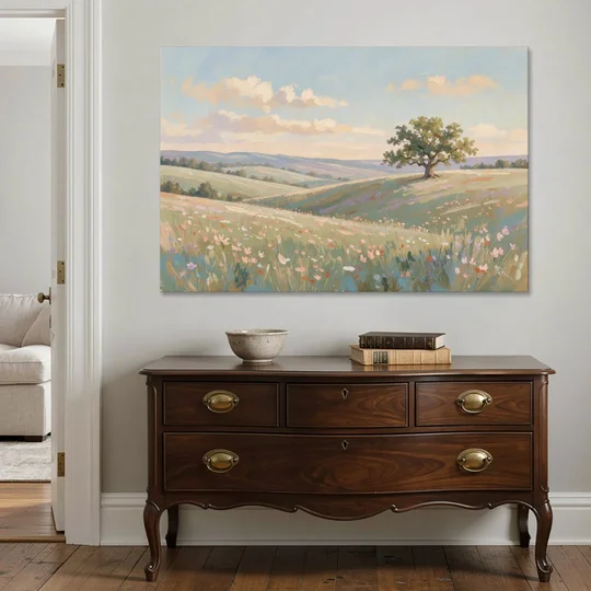 Large Canvas Prints Lone Oak on Spring Hills - Canvas Wall Art - Coffee Table - 60x40