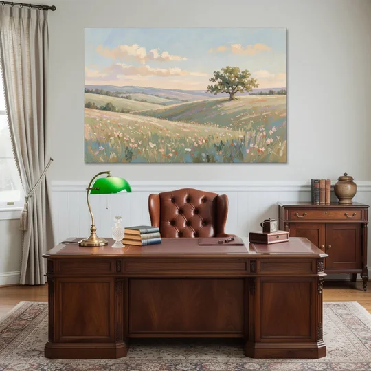 Large Canvas Prints Lone Oak on Spring Hills - Canvas Wall Art - Office - 60x40