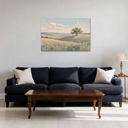 Large Canvas Prints Lone Oak on Spring Hills - Canvas Wall Art - Sofa - 36x24
