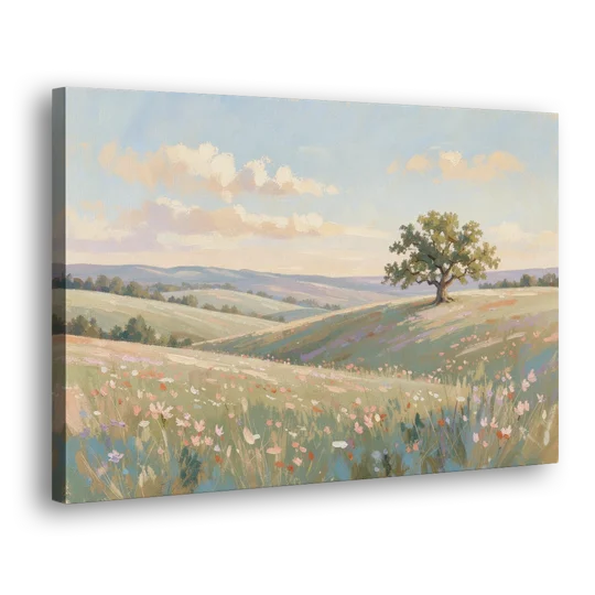 Large Canvas Prints Lone Oak on Spring Hills - Canvas Wall Art - Side