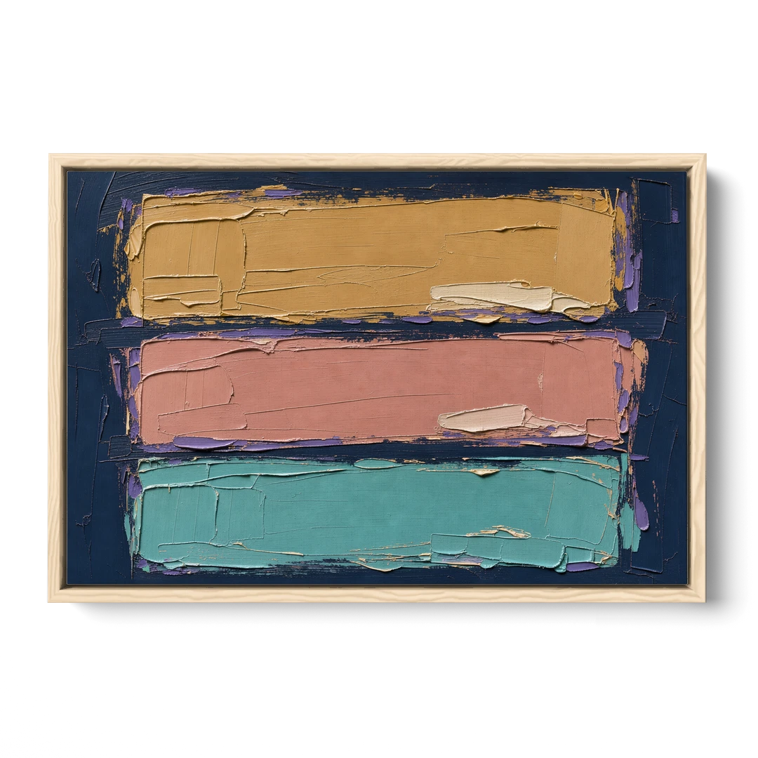 Large Canvas Wall Art for Living Room Tricolor Fields - Oak Framed Canvas Wall Art - Front