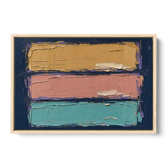 Large Canvas Wall Art for Living Room Tricolor Fields - Oak Framed Canvas Wall Art - Front