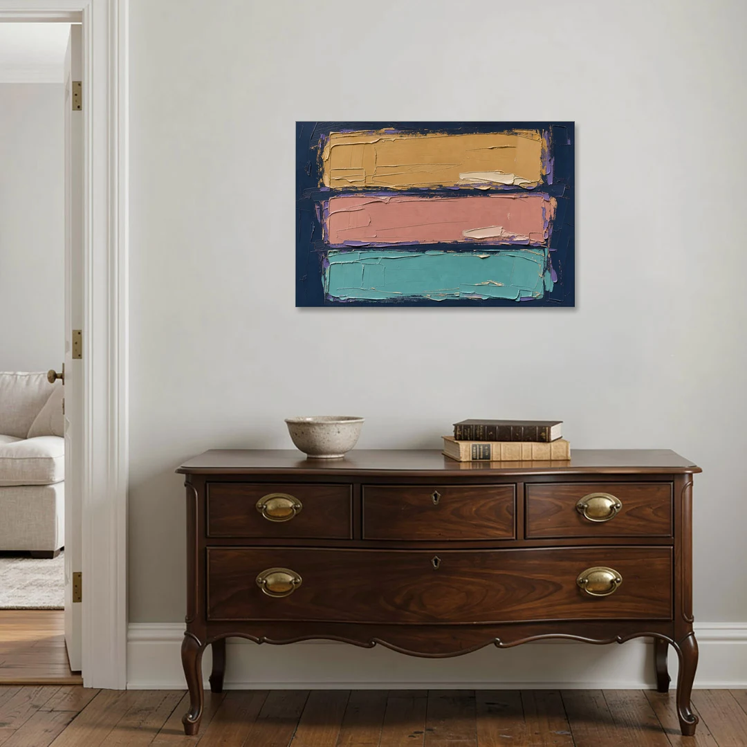 Large Canvas Wall Art for Living Room Tricolor Fields - Canvas Wall Art - Coffee Table - 36x24