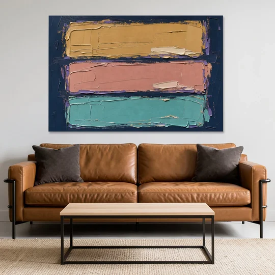 Large Canvas Wall Art for Living Room Tricolor Fields - Canvas Wall Art - Sofa - 60x40