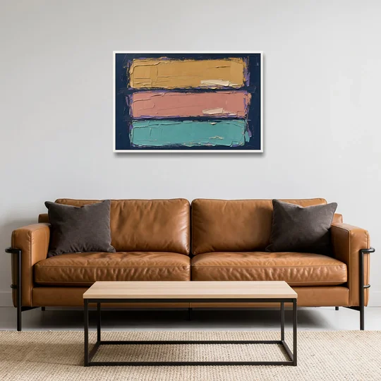 Large Canvas Wall Art for Living Room Tricolor Fields - White Framed Canvas Wall Art - Sofa - 36x24