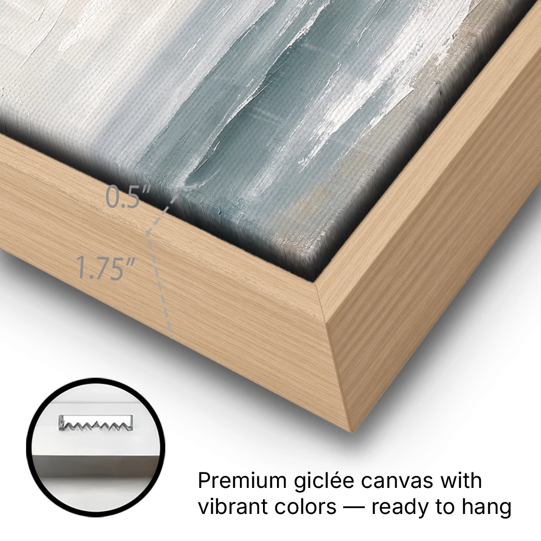 Large Coastal Wall Art of a Distant Squall - Oak Framed Canvas Wall Art - Gallery Wrap Corner