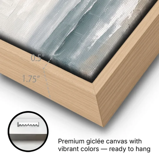 Large Coastal Wall Art of a Distant Squall - Oak Framed Canvas Wall Art - Gallery Wrap Corner