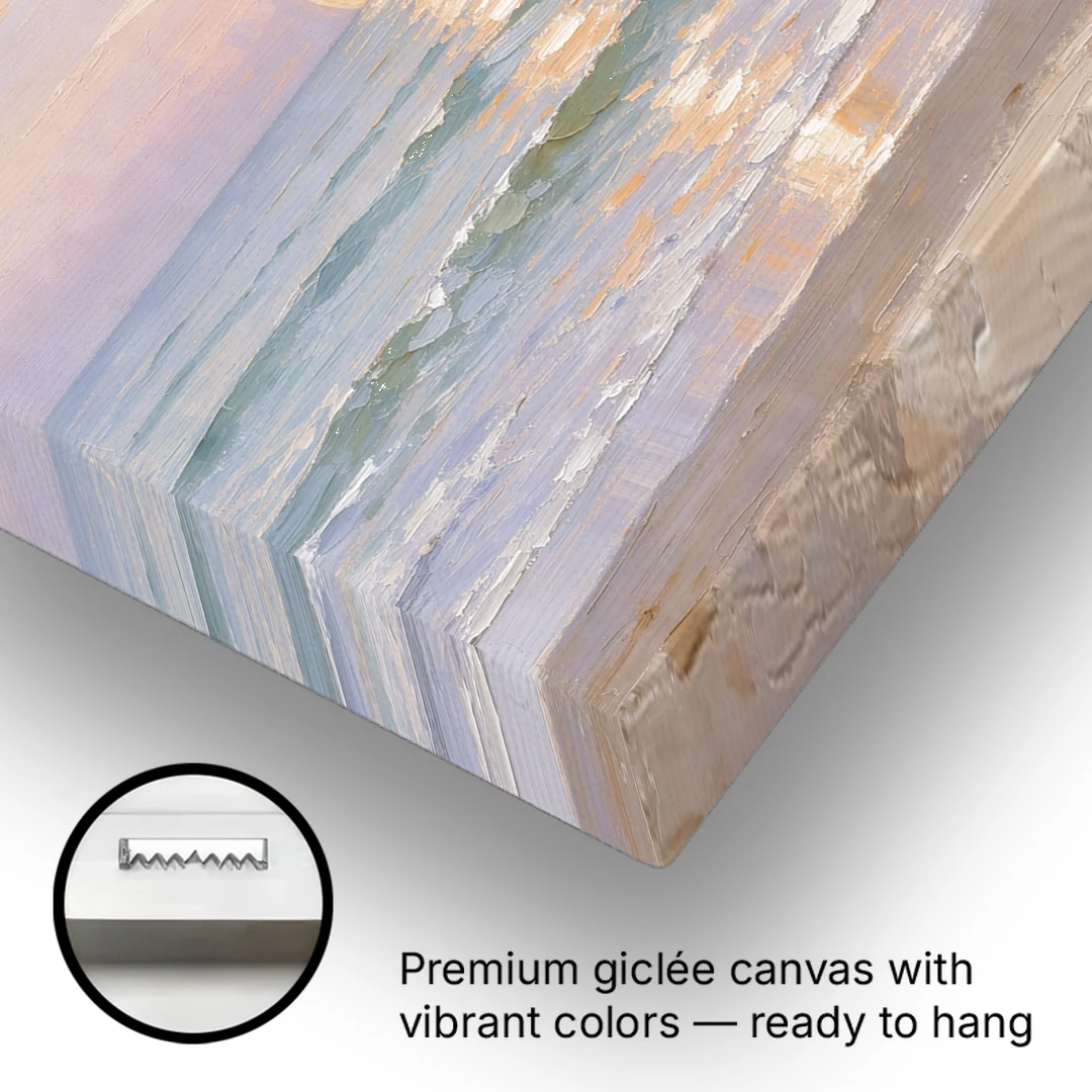 Large Golden Moonrise Over Rolling Ocean Surf - Canvas Wall Art - Gallery Wrap Corner