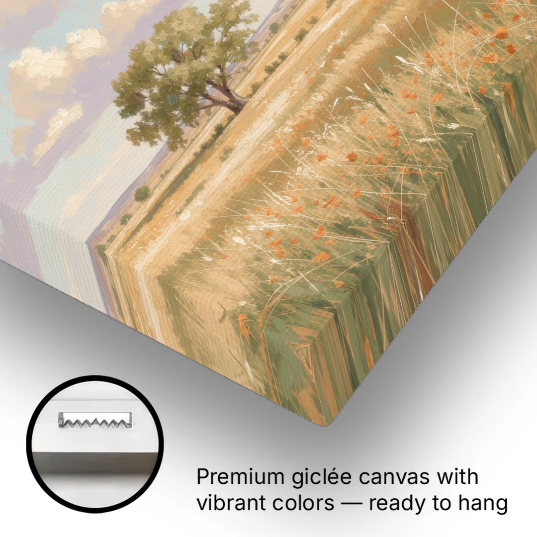 Large Horizontal Lone Cottonwood Under a Big Prairie Sky - Canvas Wall Art - Gallery Wrap Corner