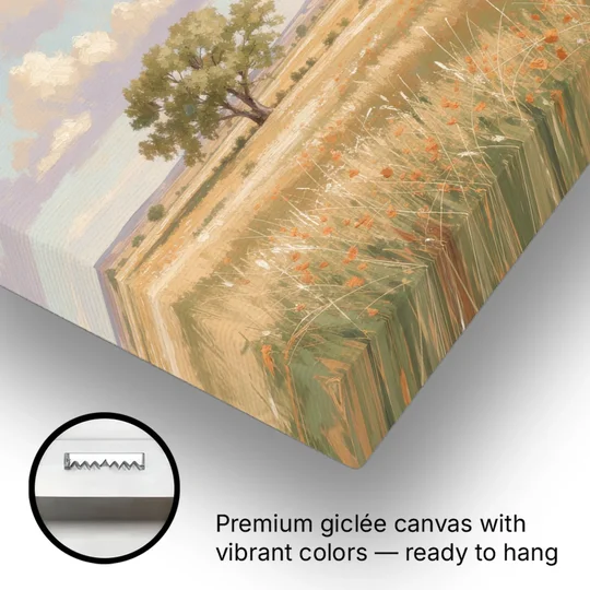 Large Horizontal Lone Cottonwood Under a Big Prairie Sky - Canvas Wall Art - Gallery Wrap Corner