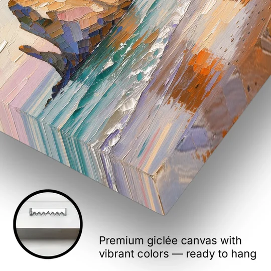 Large Horizontal Sea Stacks at Golden Hour - Canvas Wall Art - Gallery Wrap Corner