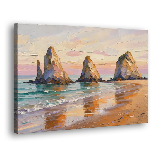 Large Horizontal Sea Stacks at Golden Hour - Canvas Wall Art - Side