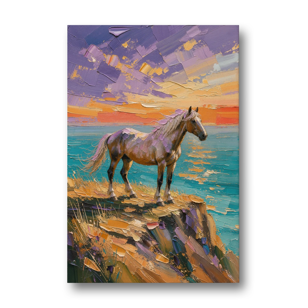 Large Horse Wall Art on a Twilight Headland - Canvas Wall Art - Front