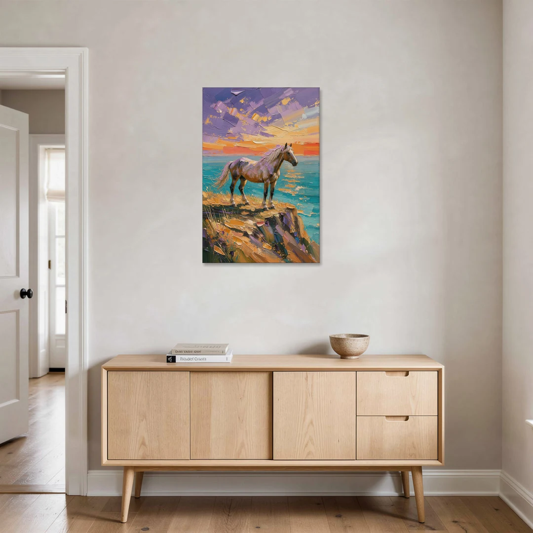 Large Horse Wall Art on a Twilight Headland - Canvas Wall Art - Coffee Table - 24x36