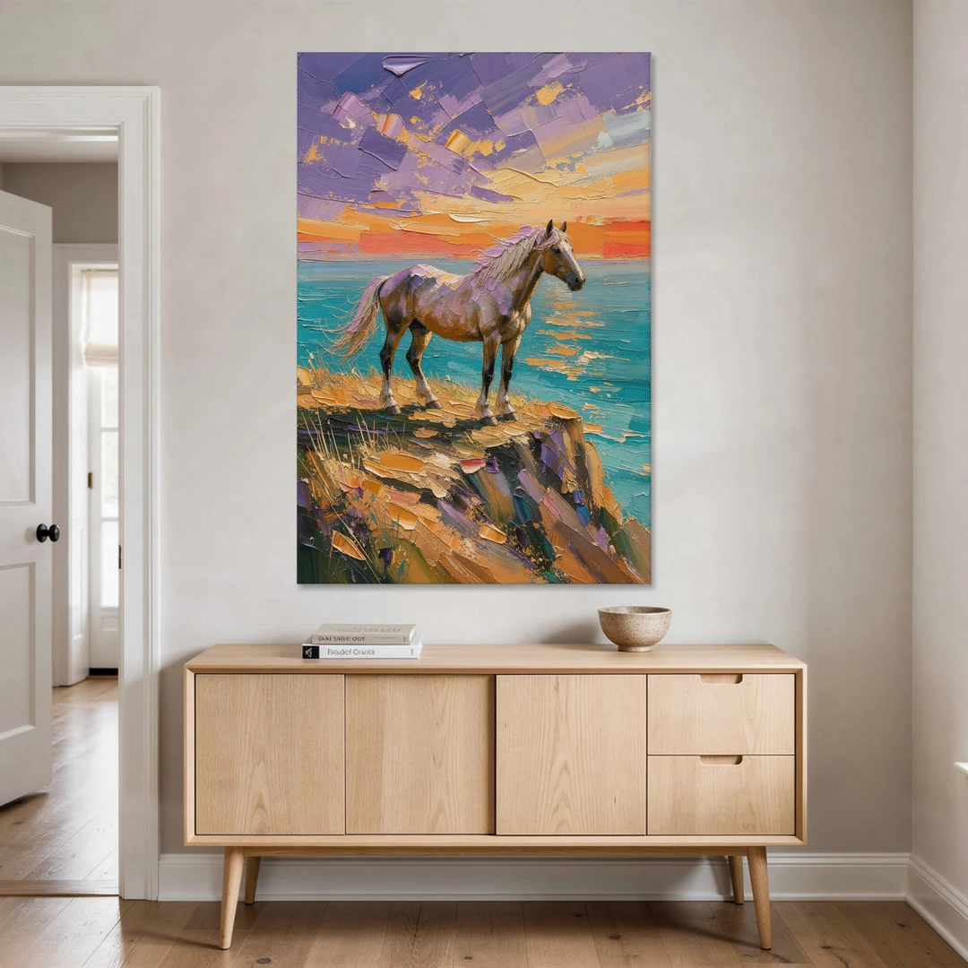 Large Horse Wall Art on a Twilight Headland - Canvas Wall Art - Coffee Table - 40x60