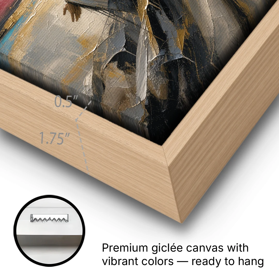 Large Jesus Wall Art with Arms Open to Light - Oak Framed Canvas Wall Art - Gallery Wrap Corner