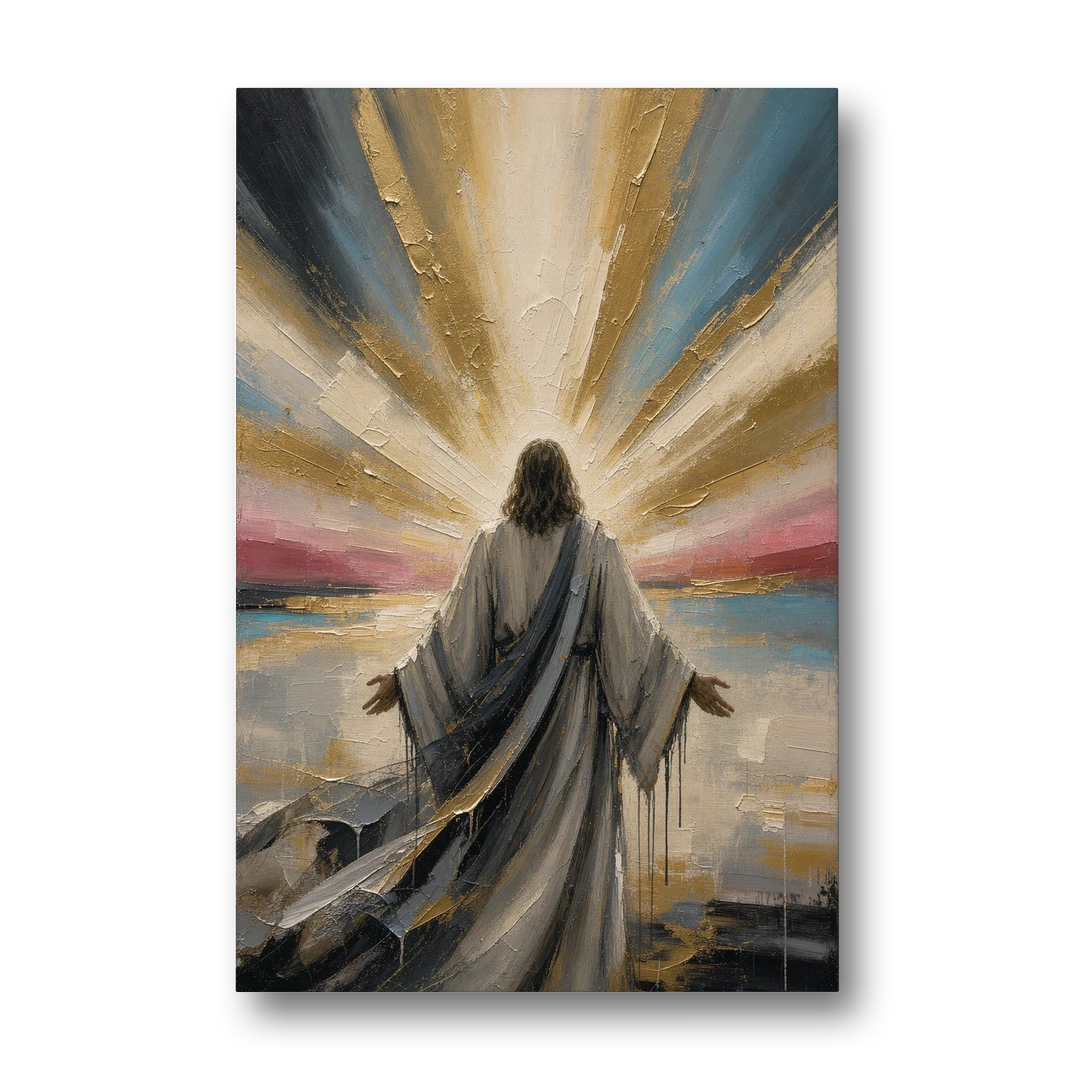 Large Jesus Wall Art with Arms Open to Light - Canvas Wall Art - Front