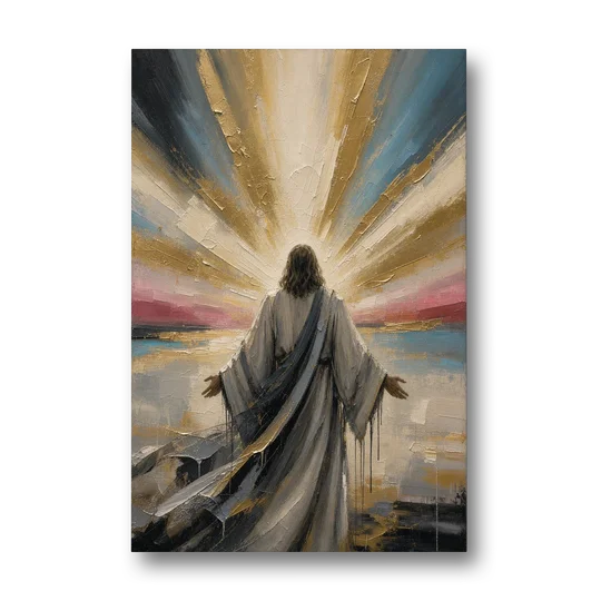 Large Jesus Wall Art with Arms Open to Light - Canvas Wall Art - Front