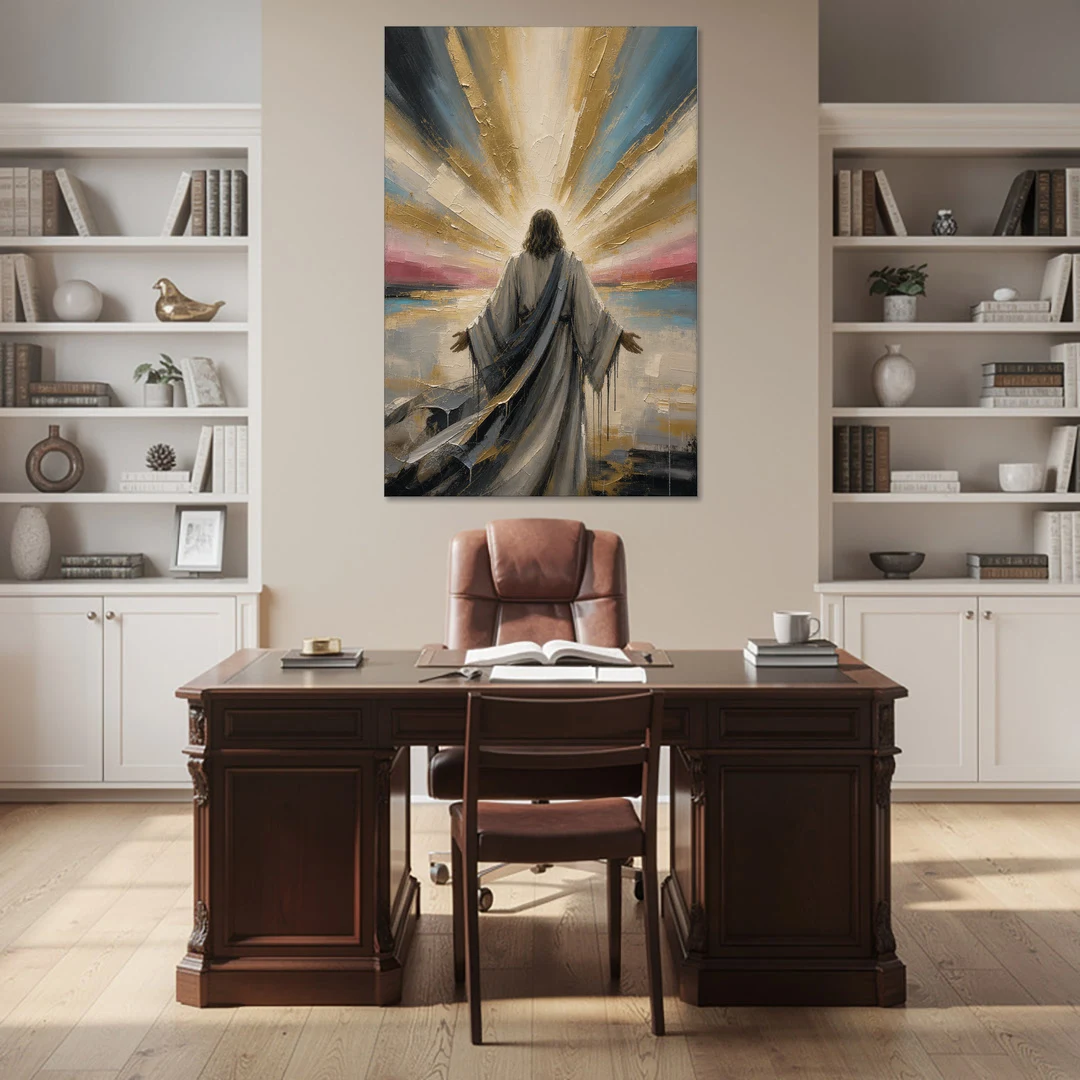 Large Jesus Wall Art with Arms Open to Light - Canvas Wall Art - Office - 40x60