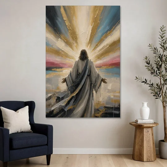 Large Jesus Wall Art with Arms Open to Light - Canvas Wall Art - Sofa - 40x60
