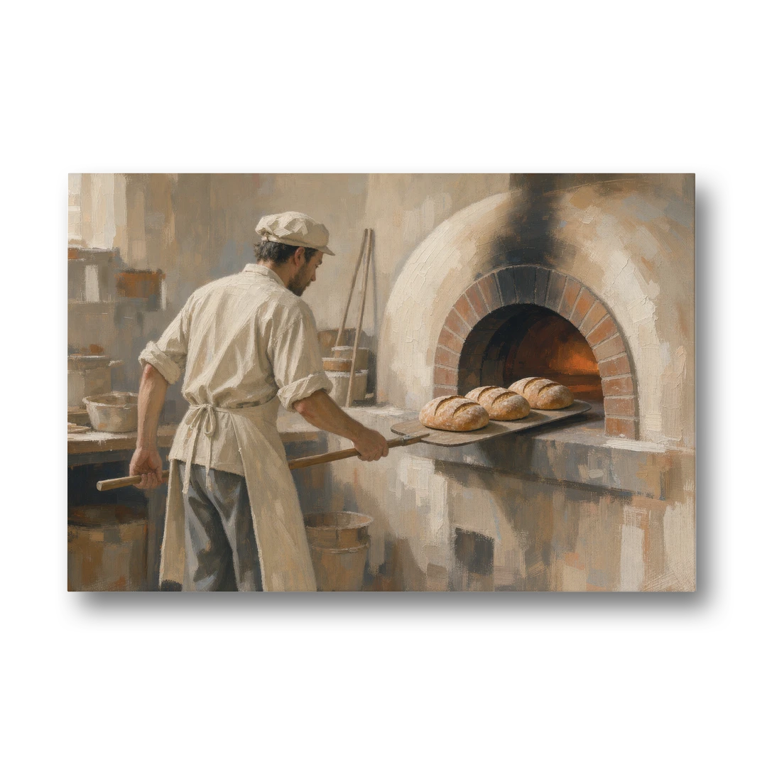 Large Kitchen Wall Art of Loaves Leaving the Oven - Canvas Wall Art - Front