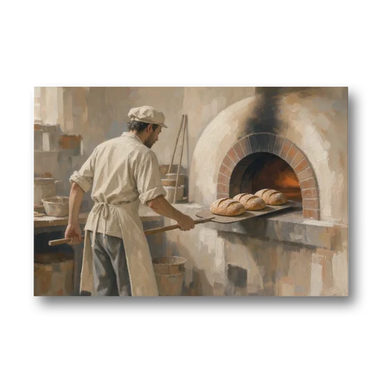 Large Kitchen Wall Art of Loaves Leaving the Oven - Canvas Wall Art - Front