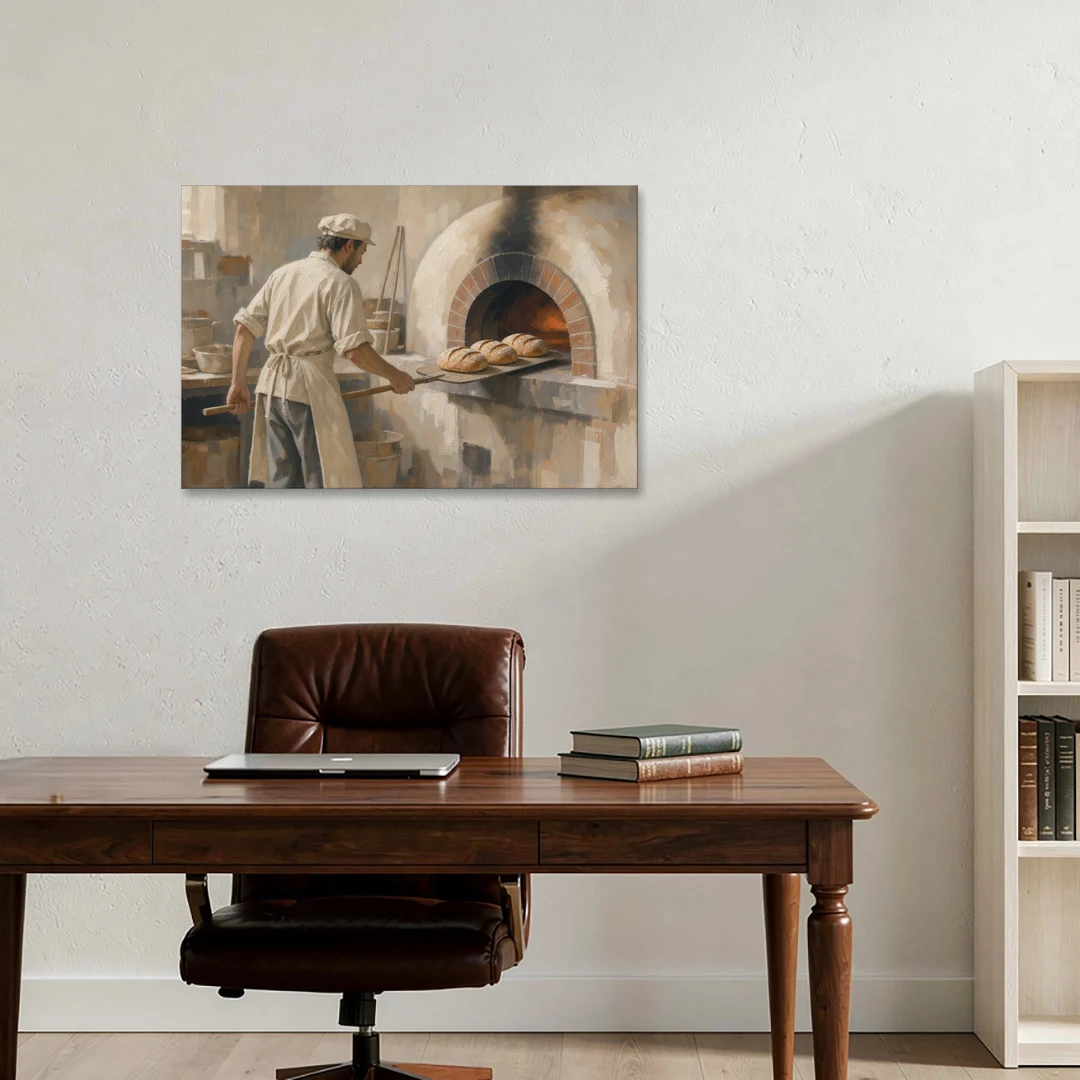 Large Kitchen Wall Art of Loaves Leaving the Oven - Canvas Wall Art - Office - 36x24