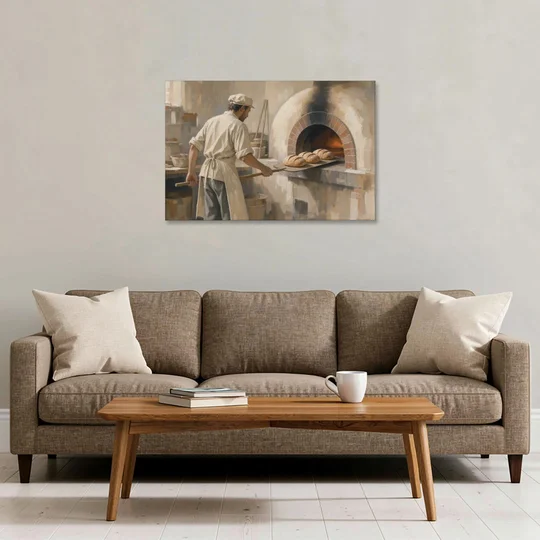 Large Kitchen Wall Art of Loaves Leaving the Oven - Canvas Wall Art - Sofa - 36x24