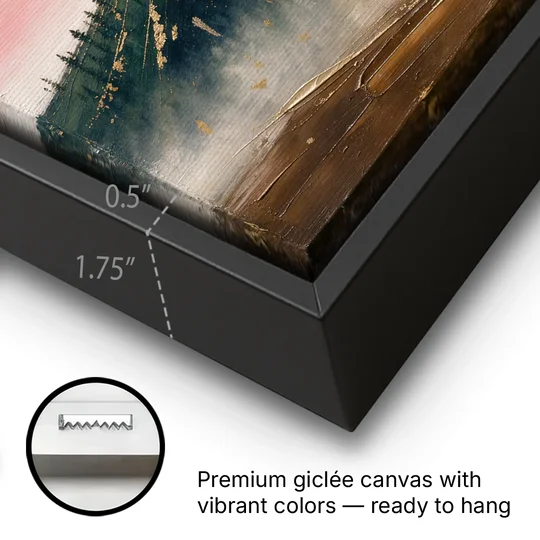 Large Living Room Wall Art of Misty Ridges - Black Framed Canvas Wall Art - Gallery Wrap Corner