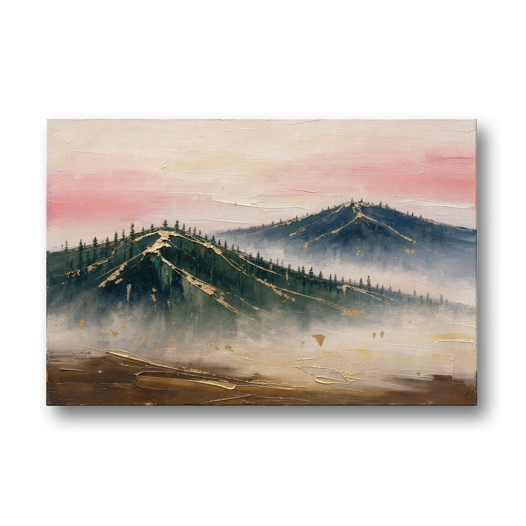 Large Living Room Wall Art of Misty Ridges - Canvas Wall Art - Front