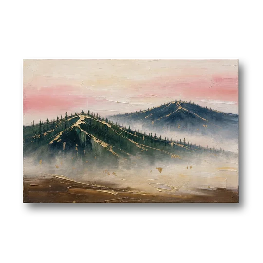 Large Living Room Wall Art of Misty Ridges - Canvas Wall Art - Front