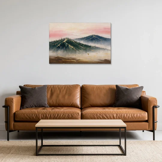 Large Living Room Wall Art of Misty Ridges - Canvas Wall Art - Sofa - 36x24
