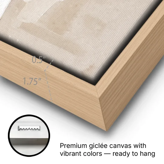 Large Minimalist Wall Art of a Clay Slope - Oak Framed Canvas Wall Art - Gallery Wrap Corner