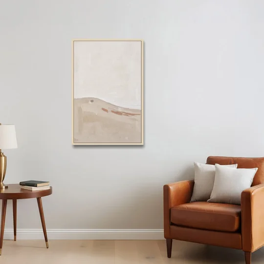 Large Minimalist Wall Art of a Clay Slope - Oak Framed Canvas Wall Art - Sofa - 24x36