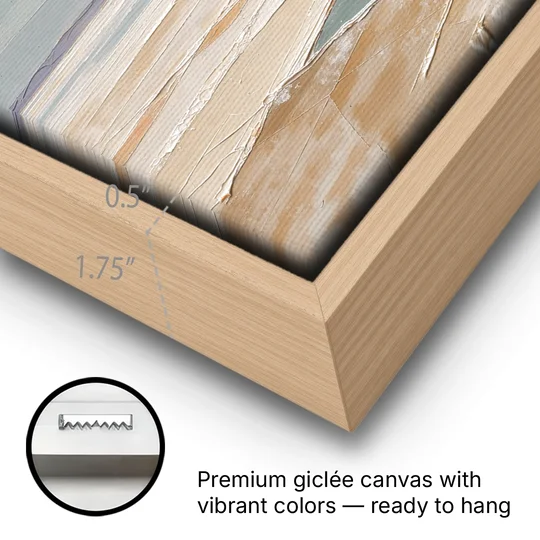 Large Neutral Salt Flat Mirror Under Misty Sky - Oak Framed Canvas Wall Art - Gallery Wrap Corner
