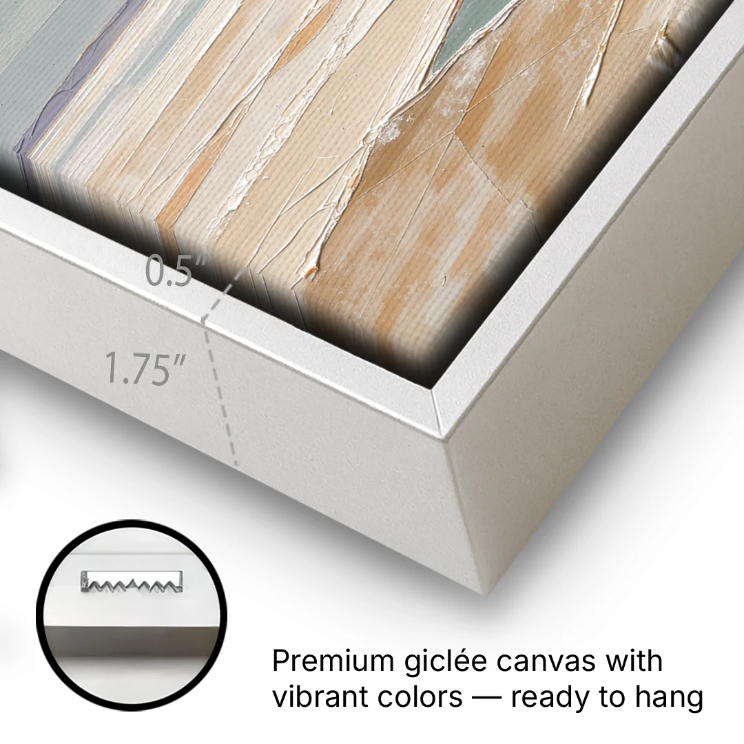 Large Neutral Salt Flat Mirror Under Misty Sky - White Framed Canvas Wall Art - Gallery Wrap Corner