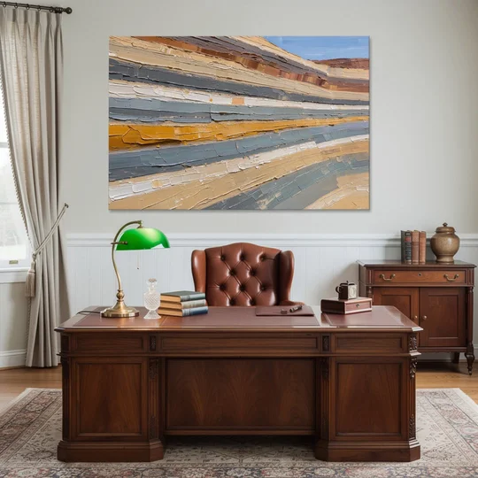 Large Office Wall Art of Layered Canyon Strata - Canvas Wall Art - Office - 60x40