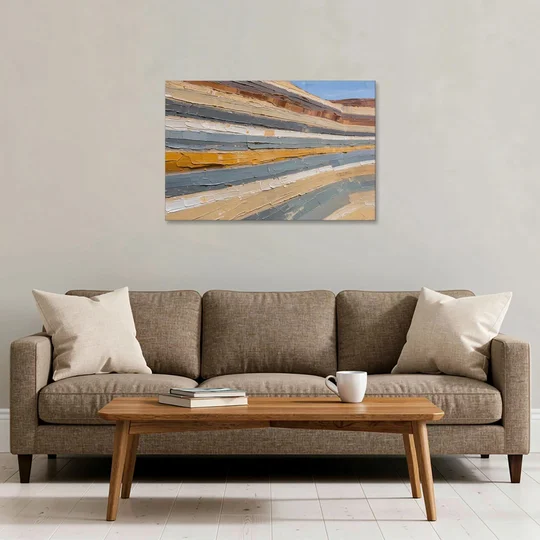 Large Office Wall Art of Layered Canyon Strata - Canvas Wall Art - Sofa - 36x24