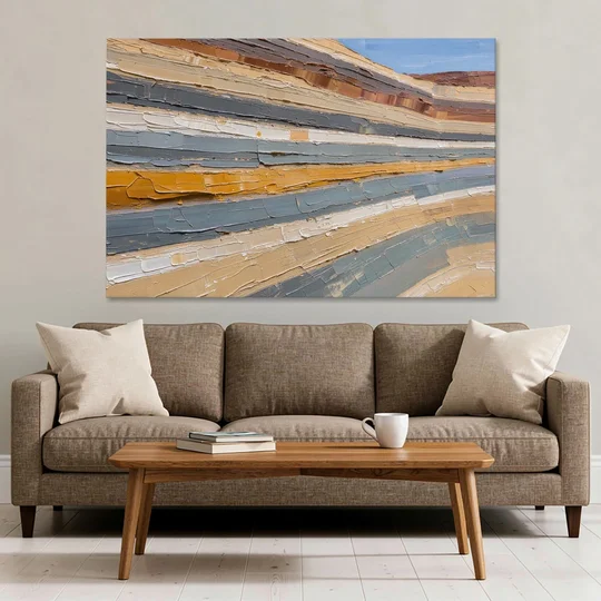 Large Office Wall Art of Layered Canyon Strata - Canvas Wall Art - Sofa - 60x40