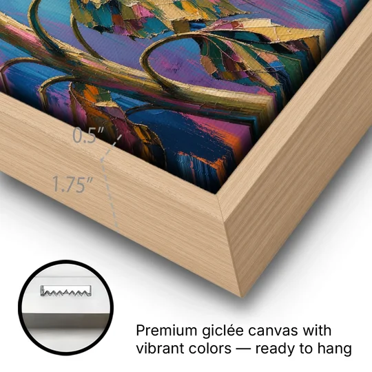Large Sunflower Canvas Bowing in Late Summer - Oak Framed Canvas Wall Art - Gallery Wrap Corner