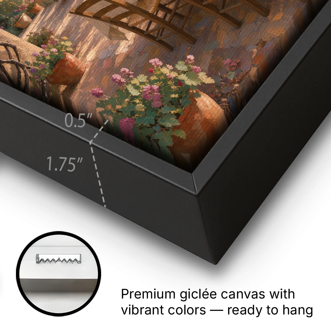 Large Supper Under the Vine Pergola for the Dining Room - Black Framed Canvas Wall Art - Gallery Wrap Corner