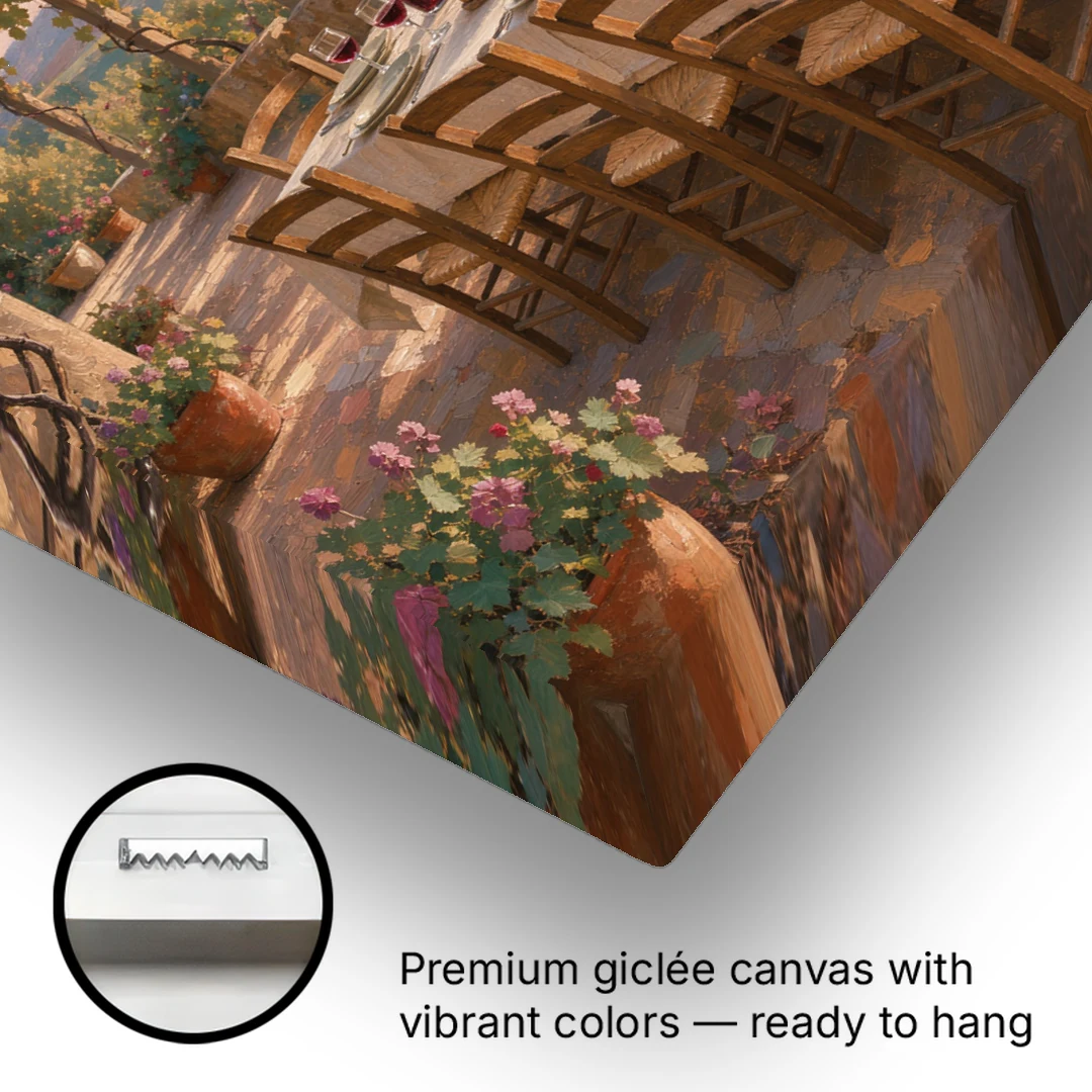 Large Supper Under the Vine Pergola for the Dining Room - Canvas Wall Art - Gallery Wrap Corner