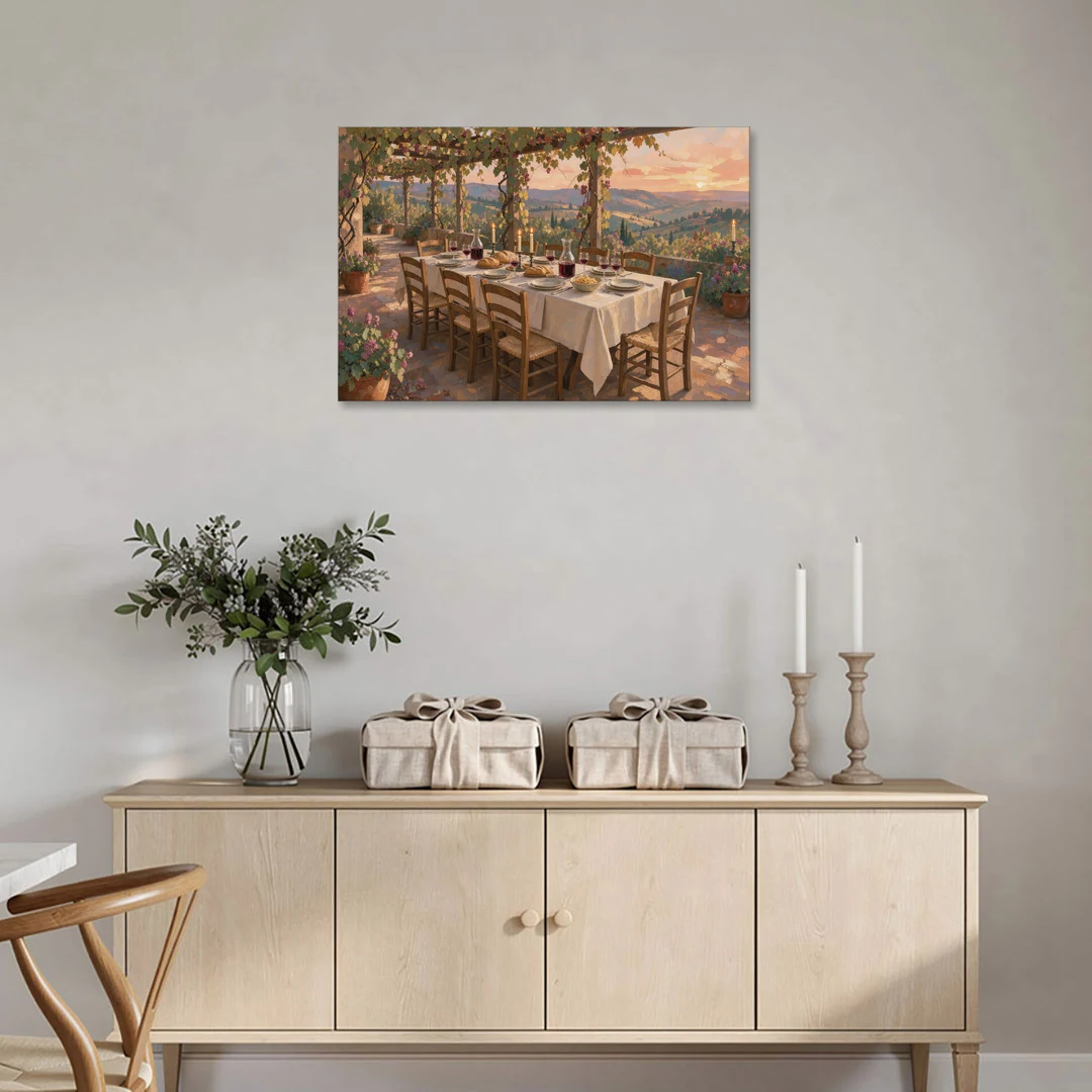 Large Supper Under the Vine Pergola for the Dining Room - Canvas Wall Art - Coffee Table - 36x24