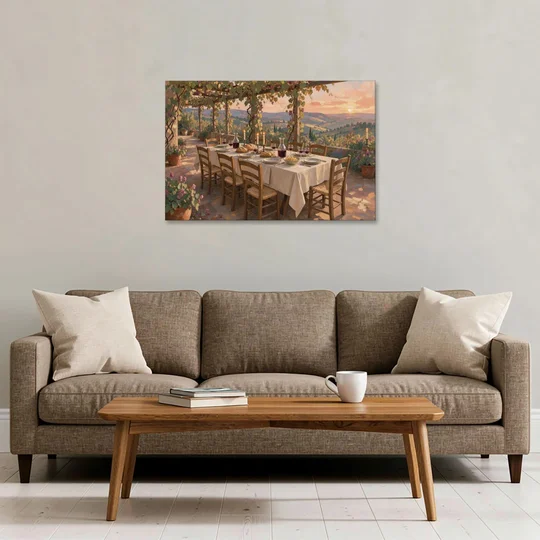 Large Supper Under the Vine Pergola for the Dining Room - Canvas Wall Art - Sofa - 36x24