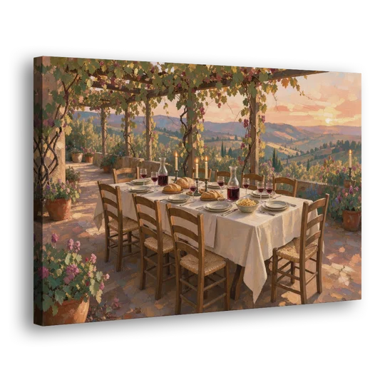 Large Supper Under the Vine Pergola for the Dining Room - Canvas Wall Art - Side