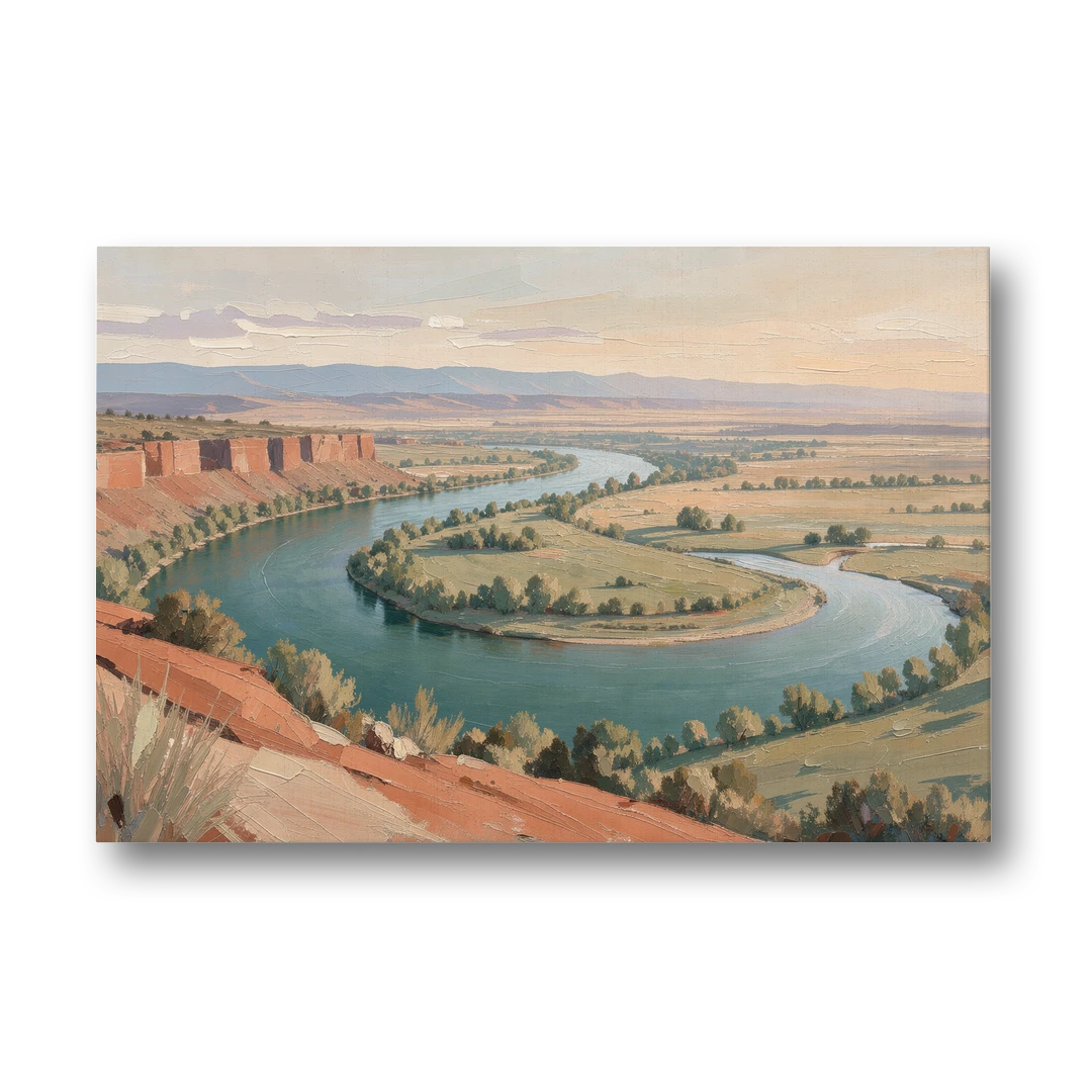 Large Teal River Horseshoe Bend for Above the Sofa - Canvas Wall Art - Front