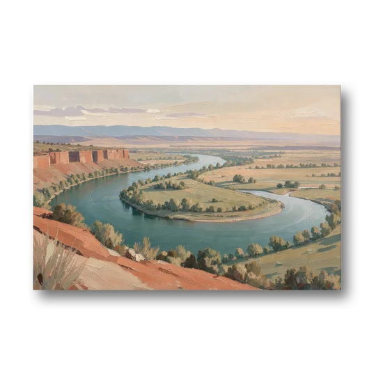 Large Teal River Horseshoe Bend for Above the Sofa - Canvas Wall Art - Front
