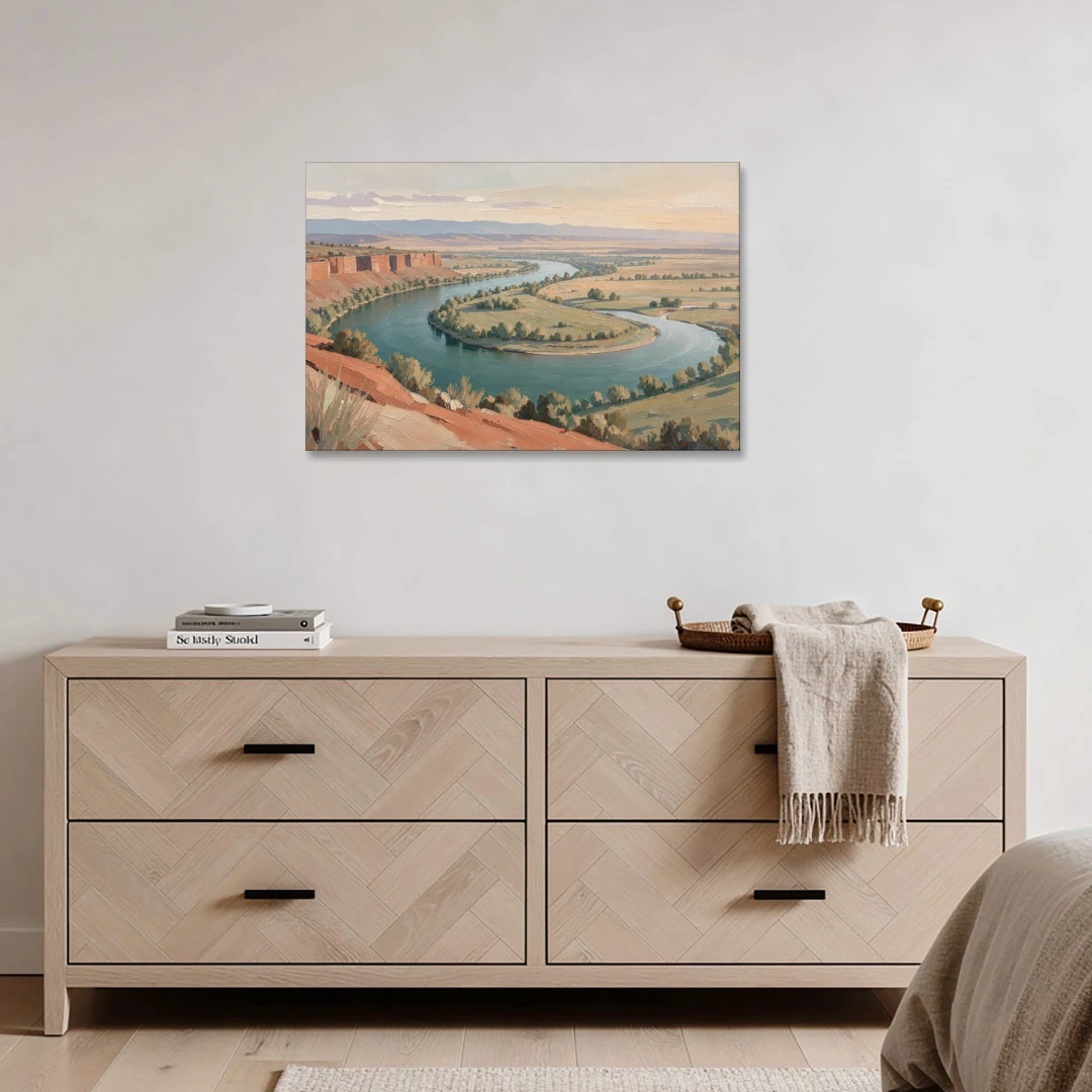Large Teal River Horseshoe Bend for Above the Sofa - Canvas Wall Art - Coffee Table - 36x24