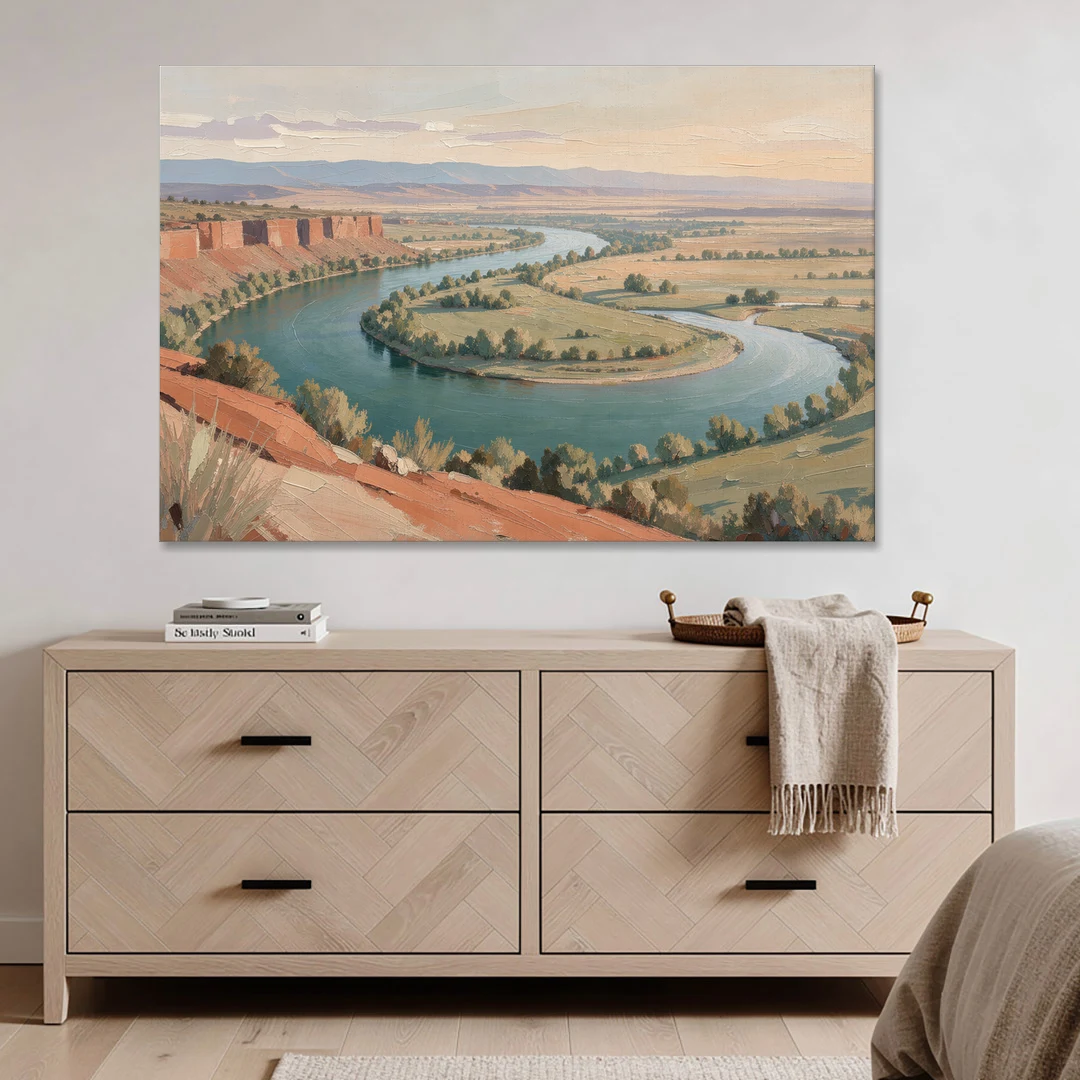 Large Teal River Horseshoe Bend for Above the Sofa - Canvas Wall Art - Coffee Table - 60x40
